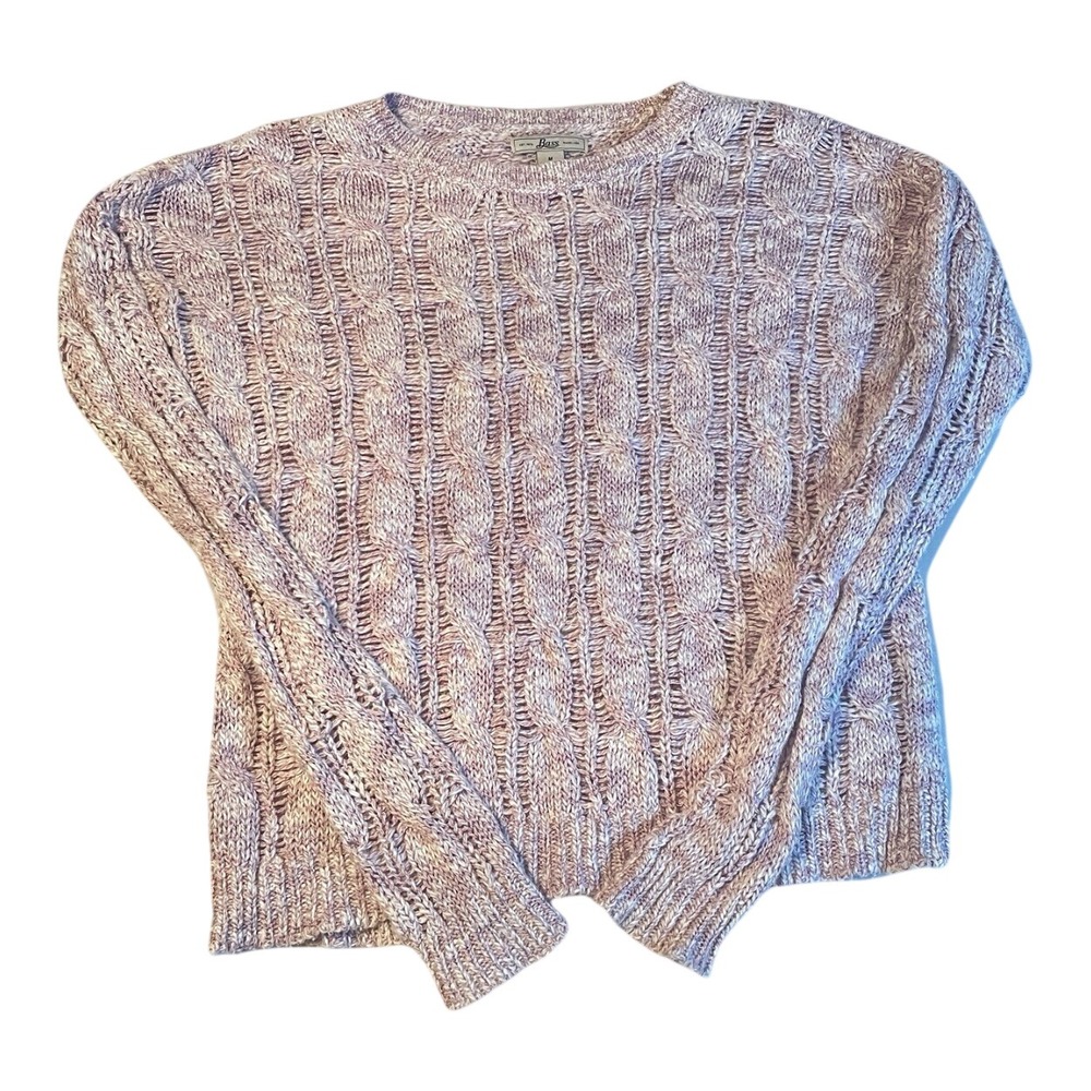 Bass Womens Purple Space Dye Cable Knit Crew Neck Sweater Size M BASCL-9901W‎